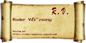 Roder Vázsony névjegykártya